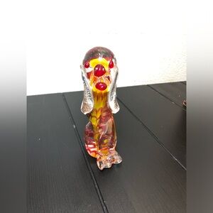 GlassOfVenice Vintage Murano Glass Dog Sommerso Red and Yellow